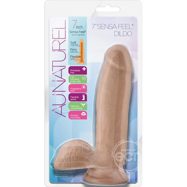 Au Naturel Sensa Feel Dildo with Suction Cup 7in - Caramel