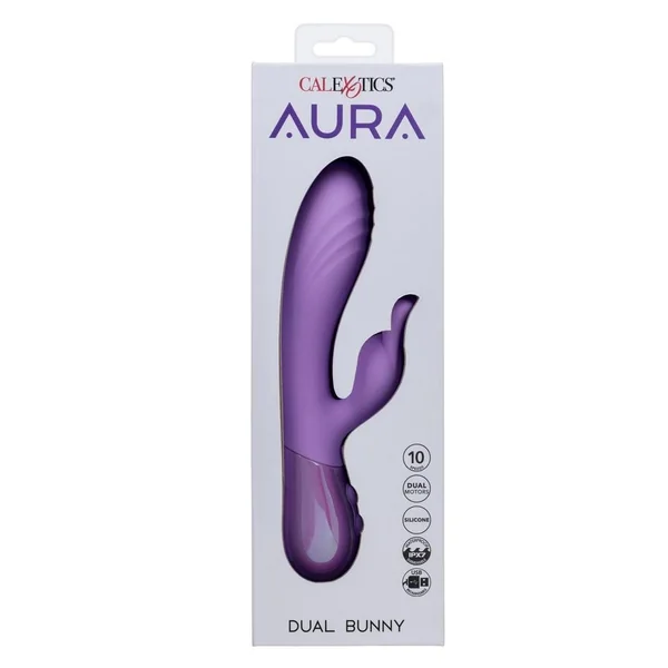 Aura Dual Bunny Rechargeable Silicone Rabbit - Purple