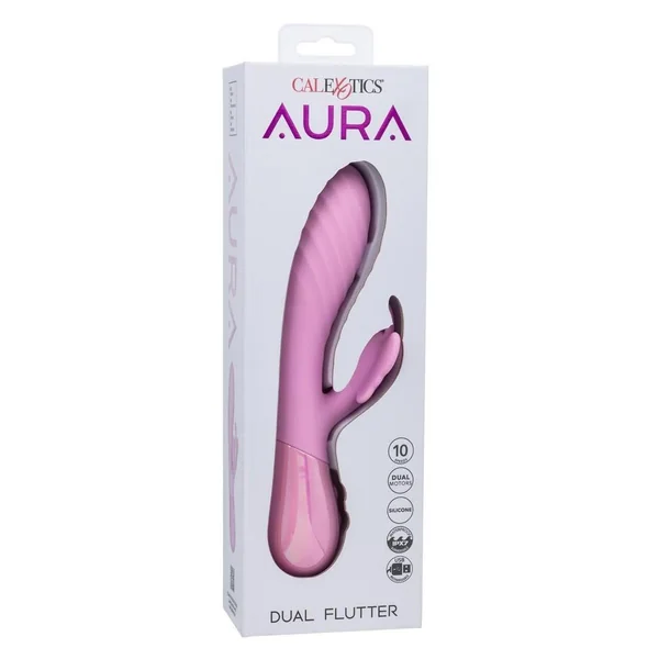 Aura Dual Flutter Rechargeable Silicone Rabbit Vibrator - Pink