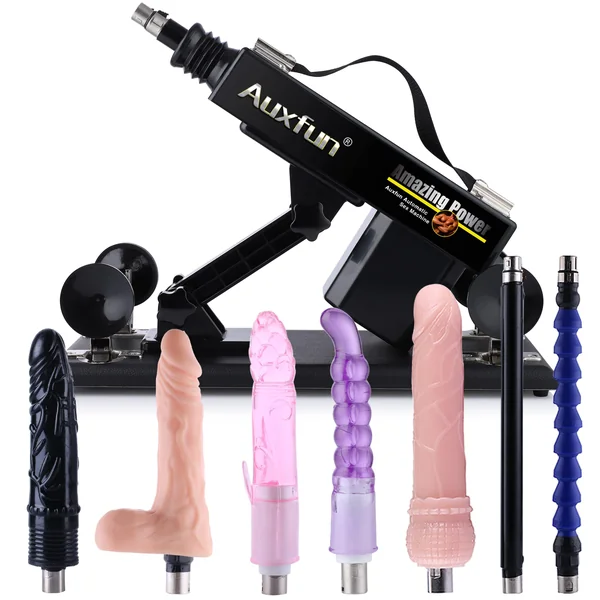 Auxfun Sex Machine Thrusting Machines for Women with 3XLR Connector 7 Attachments G Spot Realistic Dildo Adult Massager Gun Toys for Couple sex machine for women