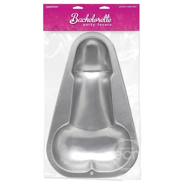 Bachelorette Party Favors Pecker Cake Pan 10in x 6in - Silver