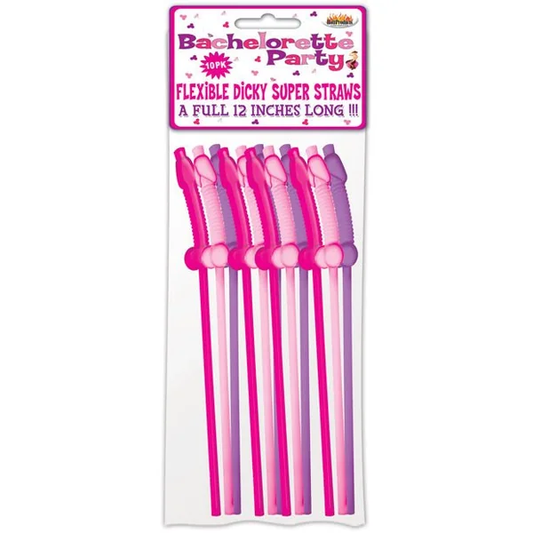 Bachelorette Party Flexy Super Straws 10-Pack