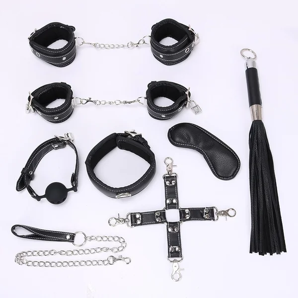 Ball Gag Sexy 7 Piece Set Training Bondage And Discipline Set Plush Leather Handcuffs Product Wholesale