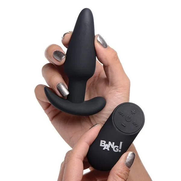 Bang! 21X Vibrating Silicone Butt Plug w/Remote - Black