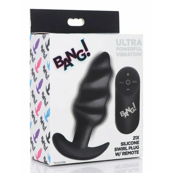 Bang! 21X Vibrating Silicone Swirl Butt Plug w/ Remote Control