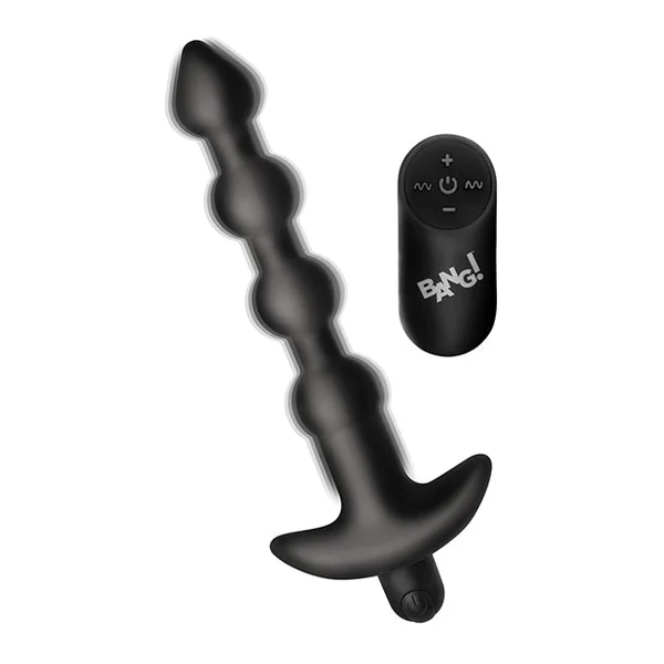 Bang! 28X Vibrating Silicone Anal Beads w/Remote Control - Black