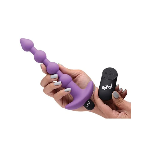 Bang! 28X Vibrating Silicone Anal Beads w/Remote Control - Purple