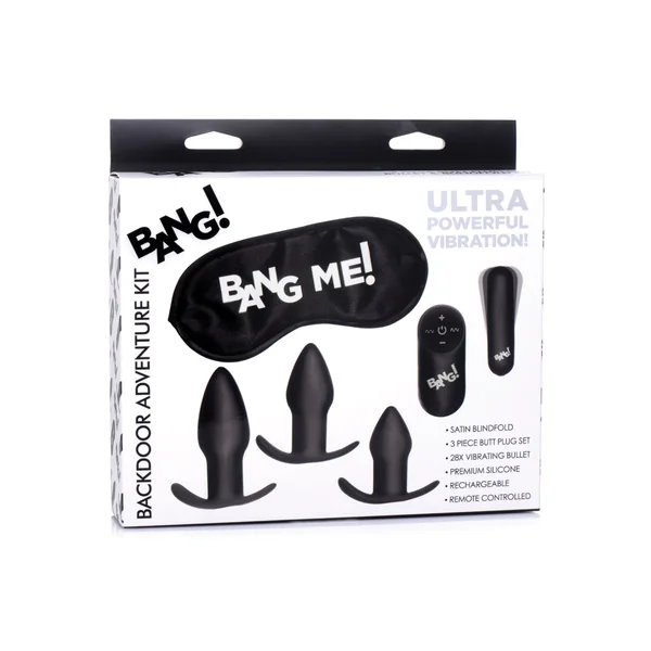 Bang! Backdoor Adventure Remote Control 3 Piece Butt Plug Vibe Kit - Black