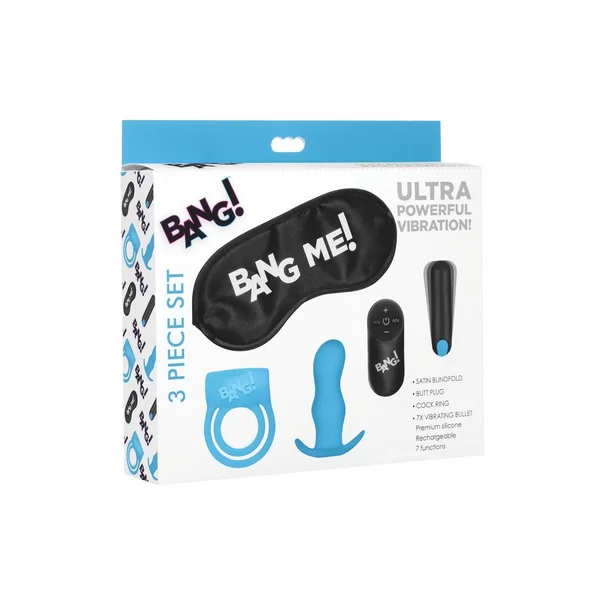 Bang! Duo Blast Plug and Cock Ring Kit (set of 4) - Blue