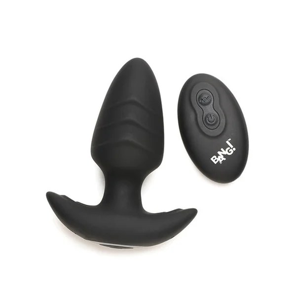 Bang! Rotating & Vibrating Tapered Butt Plug w/Remote - Black