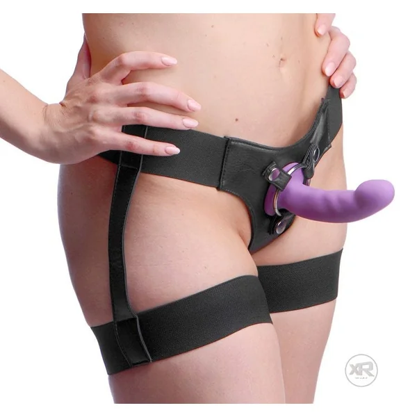 Bardot Garter Belt Strap On Harness with Silicone G-Spot Dildo