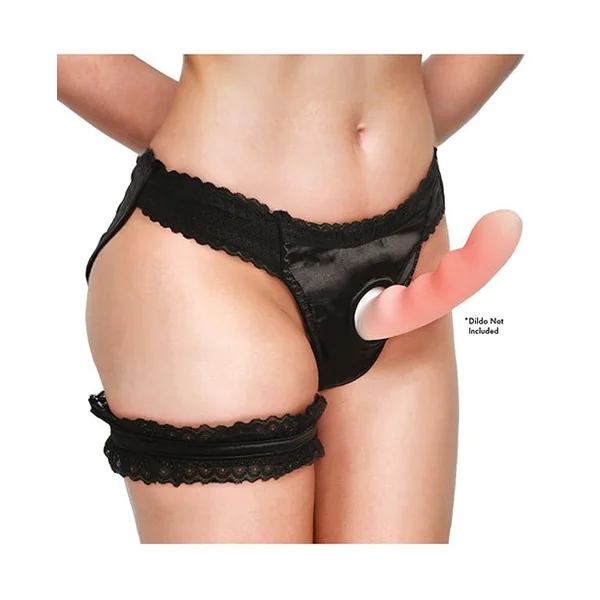 Bedroom Bliss Jolie Strap-On Panty Harness & Garter - Medium