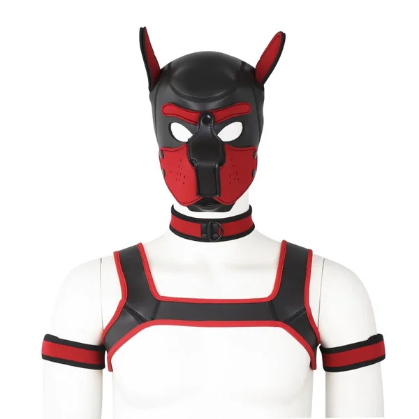Beta Puppy Play Set - Pup Hood & BDSM Collar & Chest Harness