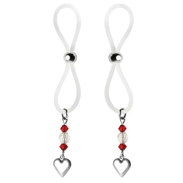Bijoux De Nip Nipple Halos Heart Charm - Red/clear