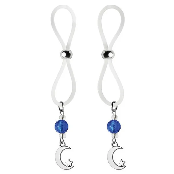 Bijoux De Nip Nipple Halos Moon & Star Charm - Blue/clear