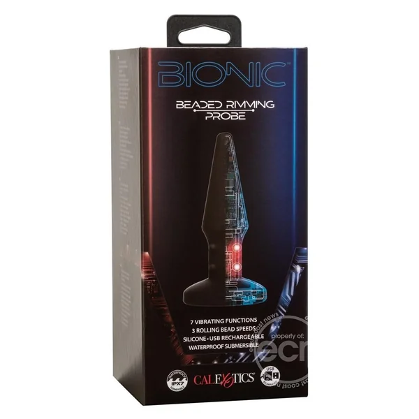 Bionic Beaded Rimming Probe Rechargeable Silicone Anal Stimulator - Black