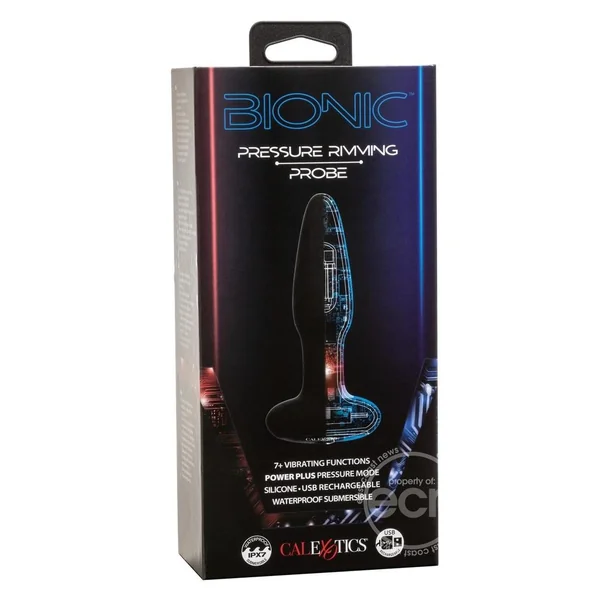 Bionic Pressure Rimming Probe Rechargeable Silicone Anal Stimulator - Black