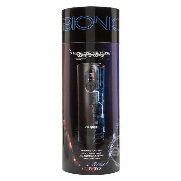 Bionic Sucking and Vibrating Rechargeable Anal Masturbator - Black