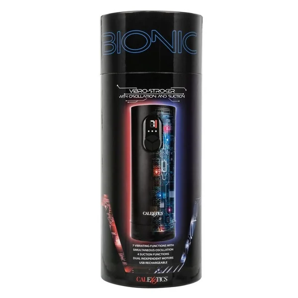 Bionic Vibro Stroker Rechargeable with Oscillation and Suction - Black
