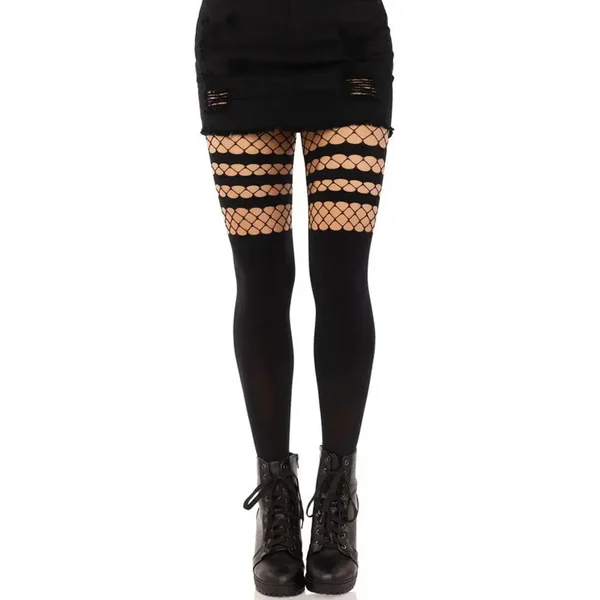 Black Ada Tights with Fishnet Accent