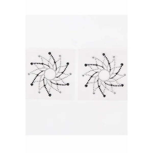 Black and Silver Spiral Rhinestone Nipple Pasties