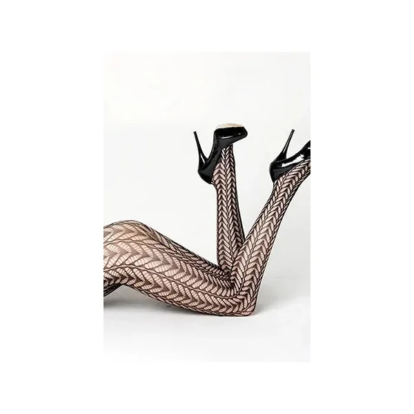 Black Crescent Columns Fishnet Pantyhose