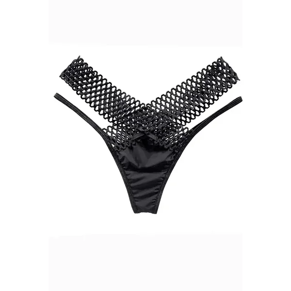 Black Lattice Stretch Micro Bikini Panty