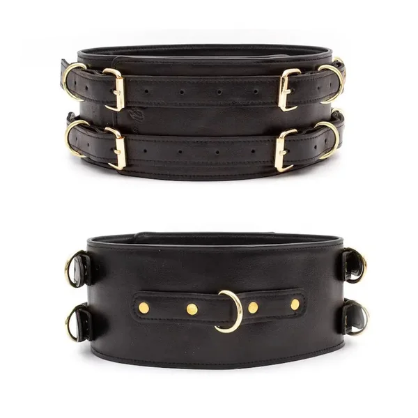 Black Leather Bondage Waist Belt | BDSM Restraints Gears