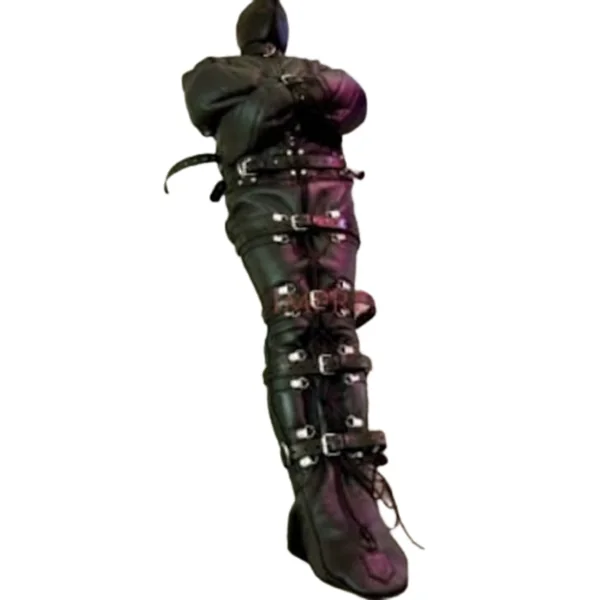 Black Leather Sleepsack Bondage for Ultimate Restraint