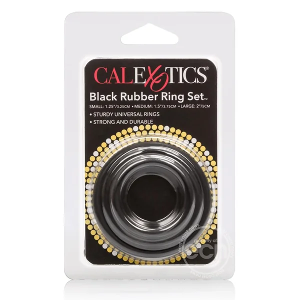 Black Rubber Cock Rings (3 Piece Set) - Black