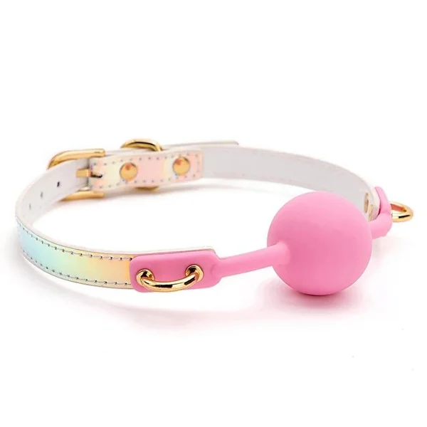 BLACKWOLF Soft Silicone Ball Gag Oral Fixation Bondage Mouth Gag Mouth Stuffed PU Leather Band Sex Toys for Couples Adult Games