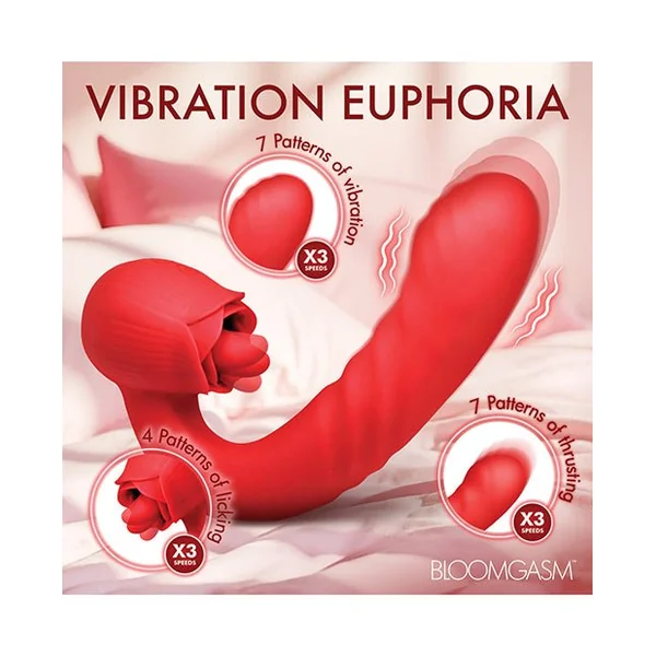 Bloomgasm Boom Bloom Thrusting & Licking Rose Vibrator