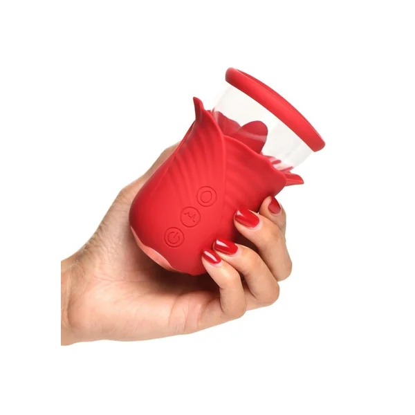 Bloomgasm Lily Lover Sucking & Vibrating Rechargeable Silicone Clitoral Stimulator - Red