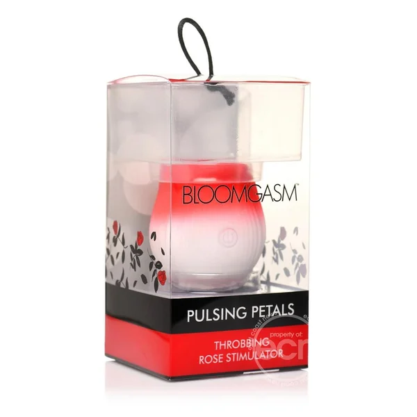 Bloomgasm Pulsing Petals Throbbing Silicone Rechargeable Rose Stimulator - Red