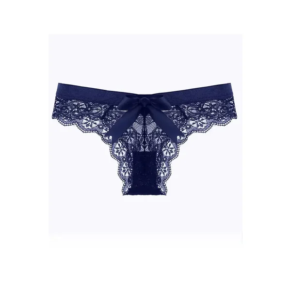 Blue Lace Cheeky Cut Panty with Bow
