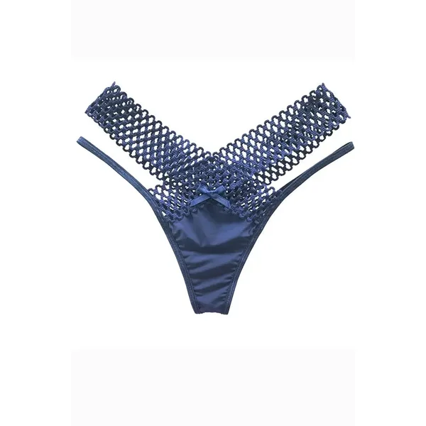 Blue Lattice Stretch Micro Bikini Panty