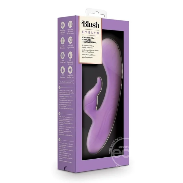 Blush Collection Evelyn Rechargeable Silicone Rabbit Vibrator - Purple