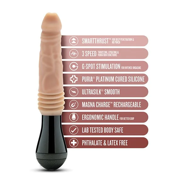 Blush Dr. Skin Silicone Dr. Knight Thrusting Gyrating Vibrating Dildo - Beige