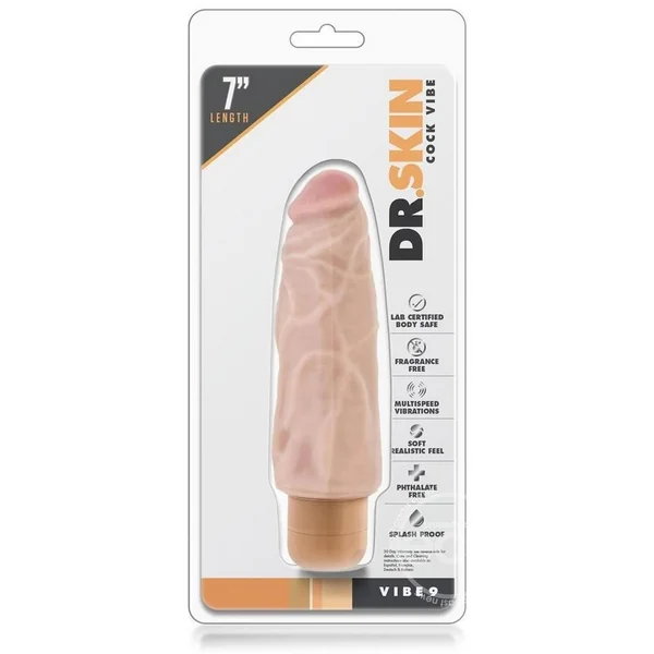 Blush Dr. Skin Vibe 9 Realistic 7.5 in. Vibrating Dildo Beige