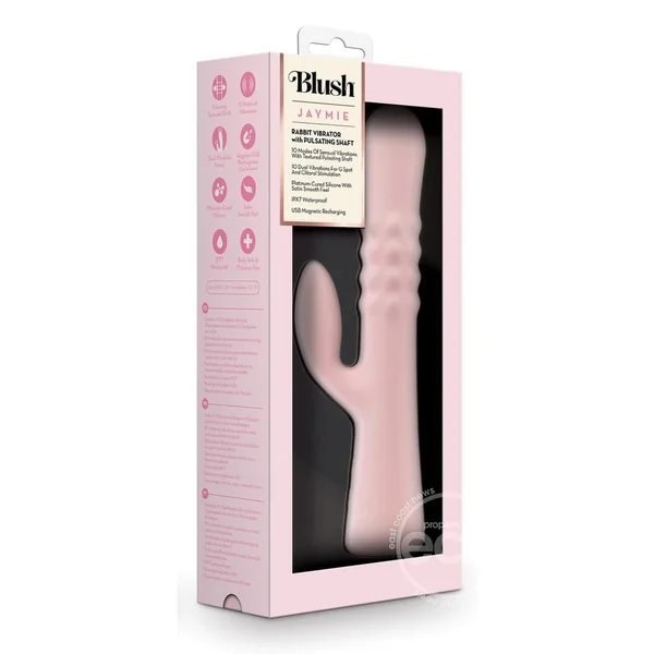 Blush Jaymie Rechargeable Silicone Rabbit Vibrator - Pink