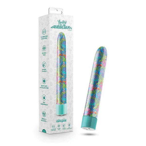 Blush Limited Addiction Utopia 7" Rechargeable Vibe - Aqua
