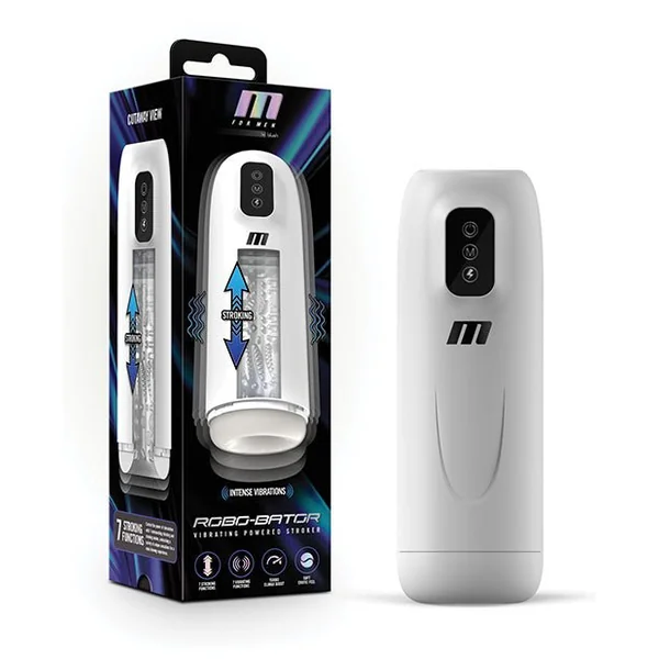 Blush M for Men Robo Bator Powered Vibrating Stroker - White
