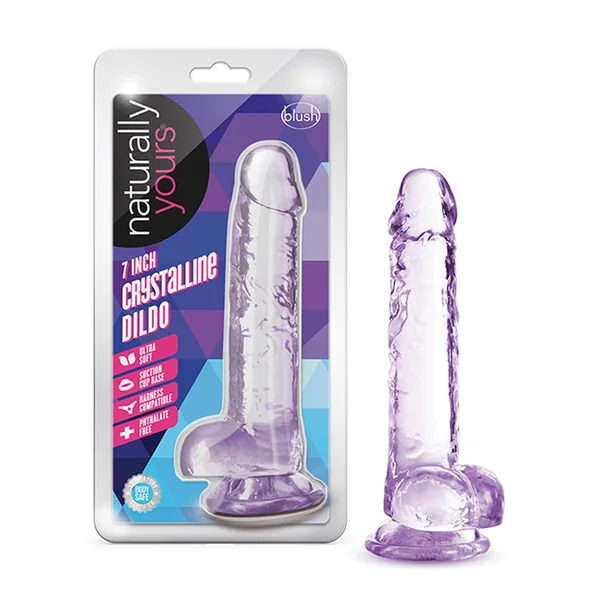 BLUSH NATURALLY YOURS 7″ CRYSTALLINE DILDO – AMETHYST