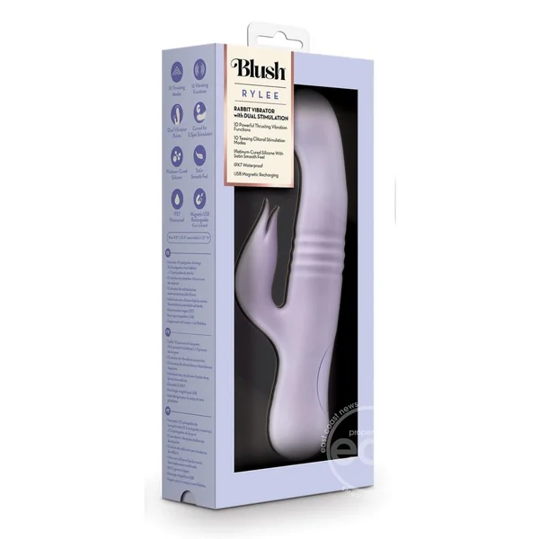 Blush Rylee Rechargeable Silicone Rabbit Vibrator - Lavender