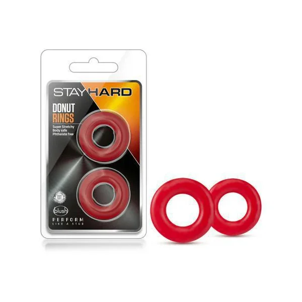 Blush Stay Hard Donut Rings Cockring 2-Pack Red