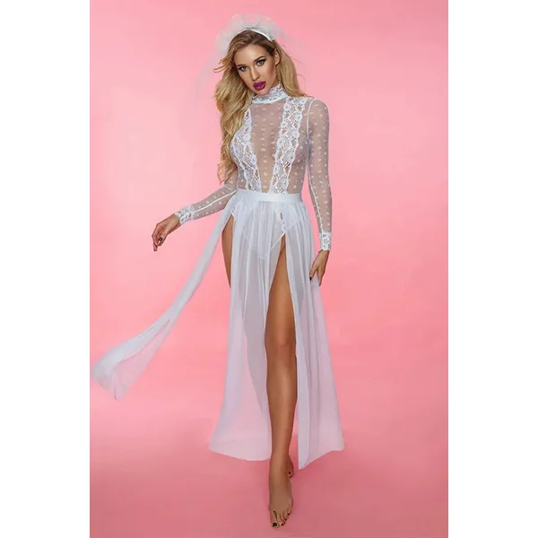 Blushing Bride Lace Bodysuit and Skirt