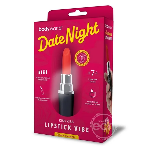 Bodywand Date Night Kiss Kiss Rechargeable Silicone Lipstick Vibrator - Red