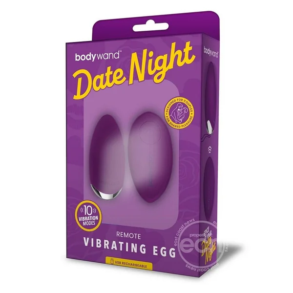 Bodywand Date Night Rechargeable Silicone Egg Vibrator with Remote Control - Purple