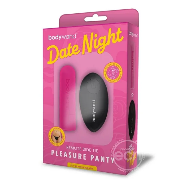 Bodywand Date Night Rechargeable Silicone Egg with Remote Control and Side-Tie Panty - Pink/Black