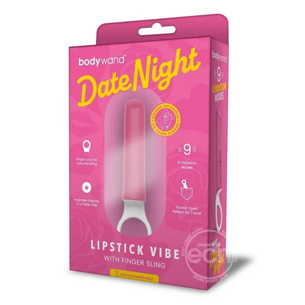 Bodywand Date Night Rechargeable Silicone Lipstick Vibrator - Pink/White